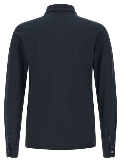ZANONE Blue Cotton Polo Shirt