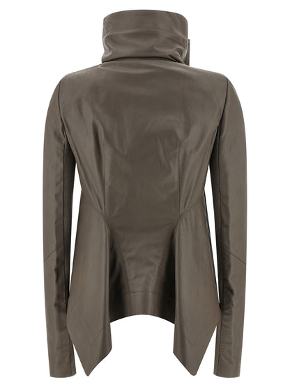 Rick Owens Gray Lamb Leather Leather Jacket