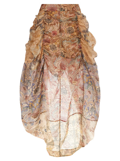 Zimmermann Multicolor Linen Midi Skirt