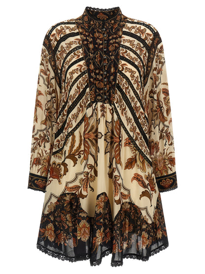 FARM RIO Beige Viscose Short Dress