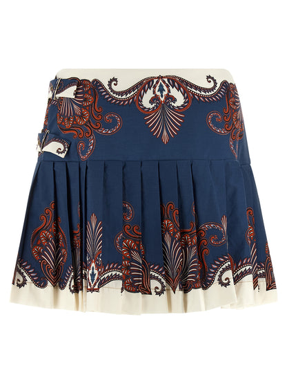 FARM RIO Blue Cotton Long Skirt