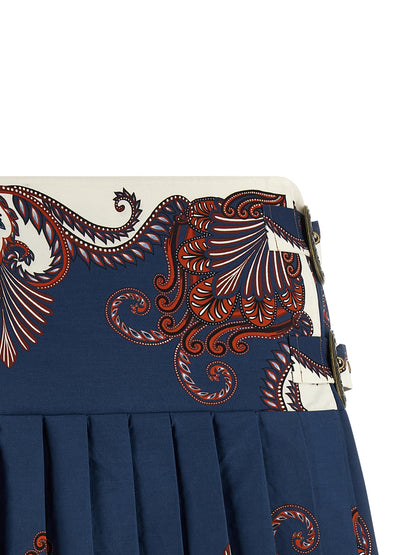 FARM RIO Blue Cotton Long Skirt