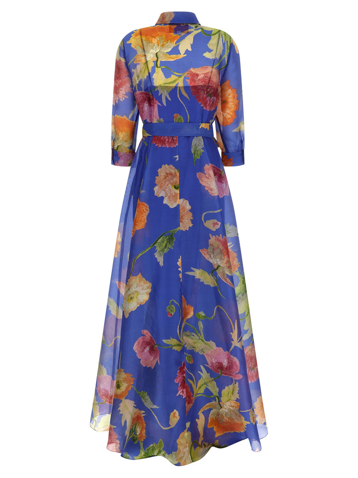 Carolina Herrera Blue Silk Long Dress