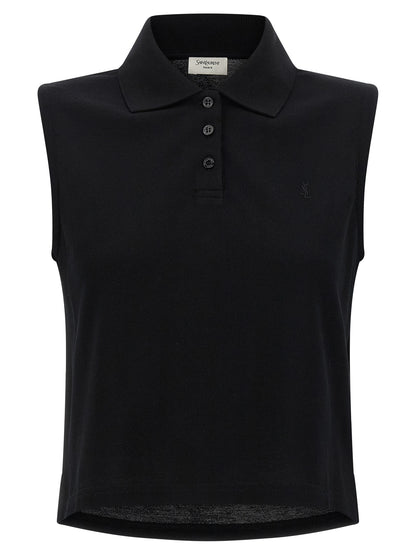 Saint Laurent Black Cotton Polo Shirt