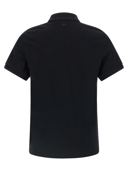 Ami Paris Black Cotton Polo Shirt
