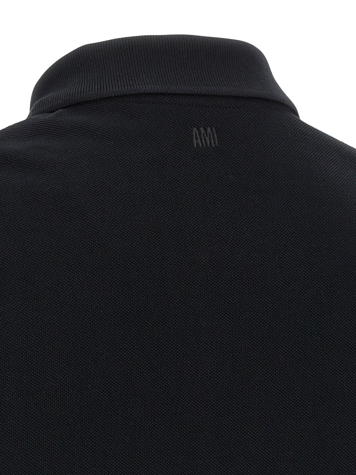 Ami Paris Black Cotton Polo Shirt