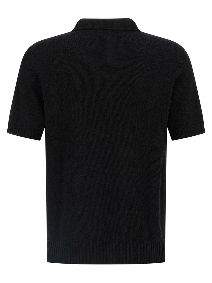 MA'RY'YA Black Cotton Polo Shirt