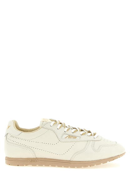 Autry Beige Cowhide Low Top Sneakers