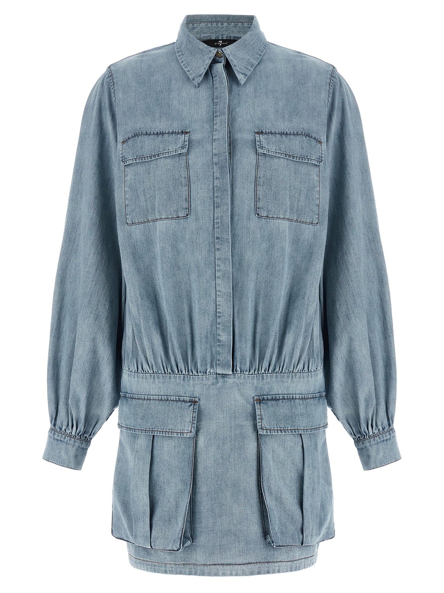 7 For All Mankind Blue Cotton Short Dress