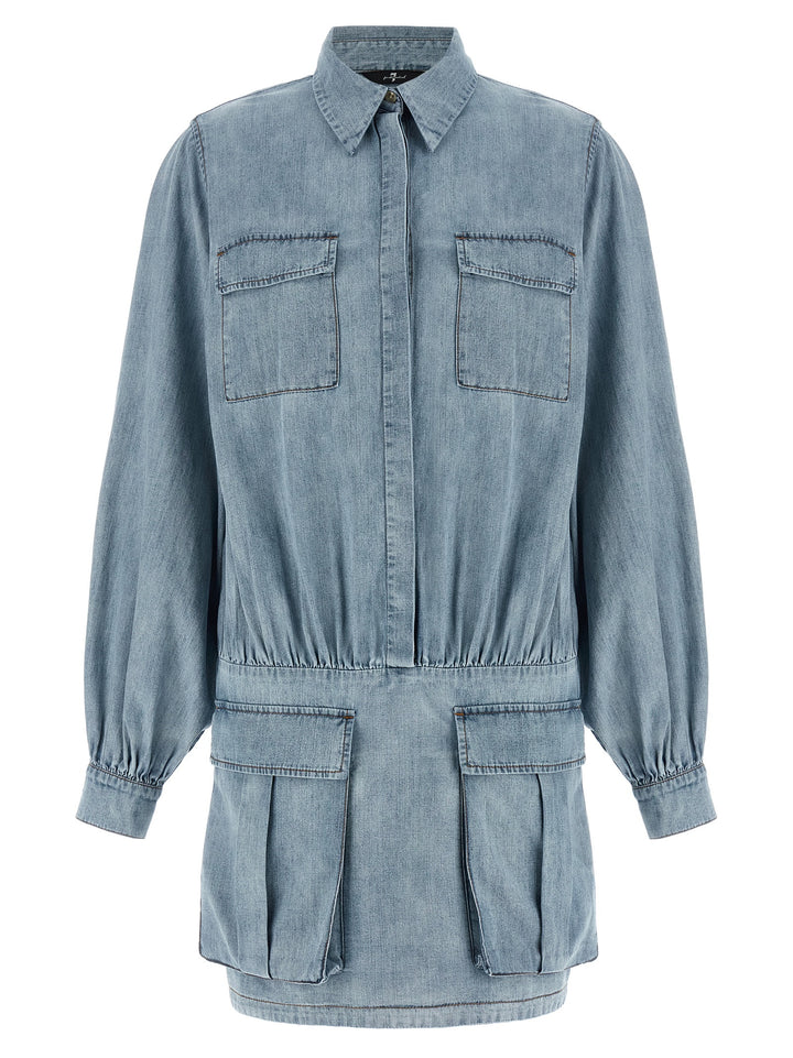 7 For All Mankind Blue Cotton Short Dress