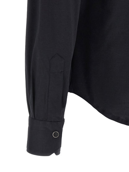 Kiton Blue Cotton Blouse