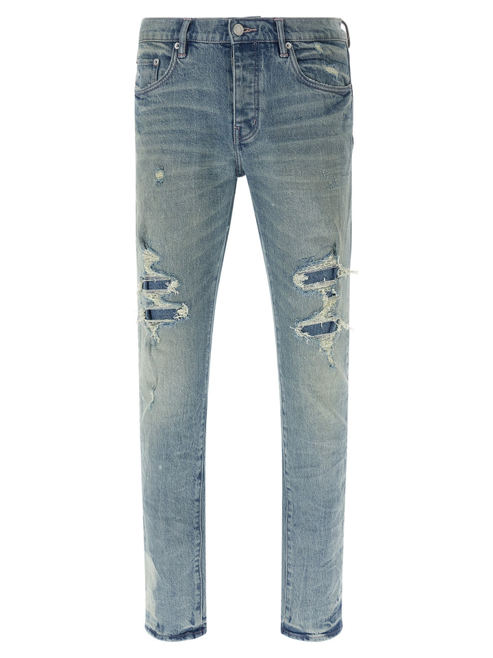 PURPLE Blue Cotton Skinny Jeans