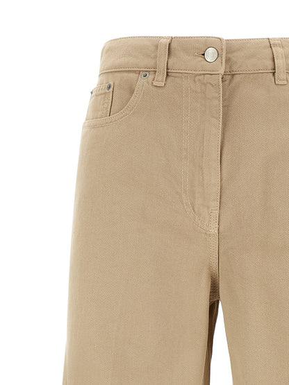 NUDE Beige Cotton Flared Pants
