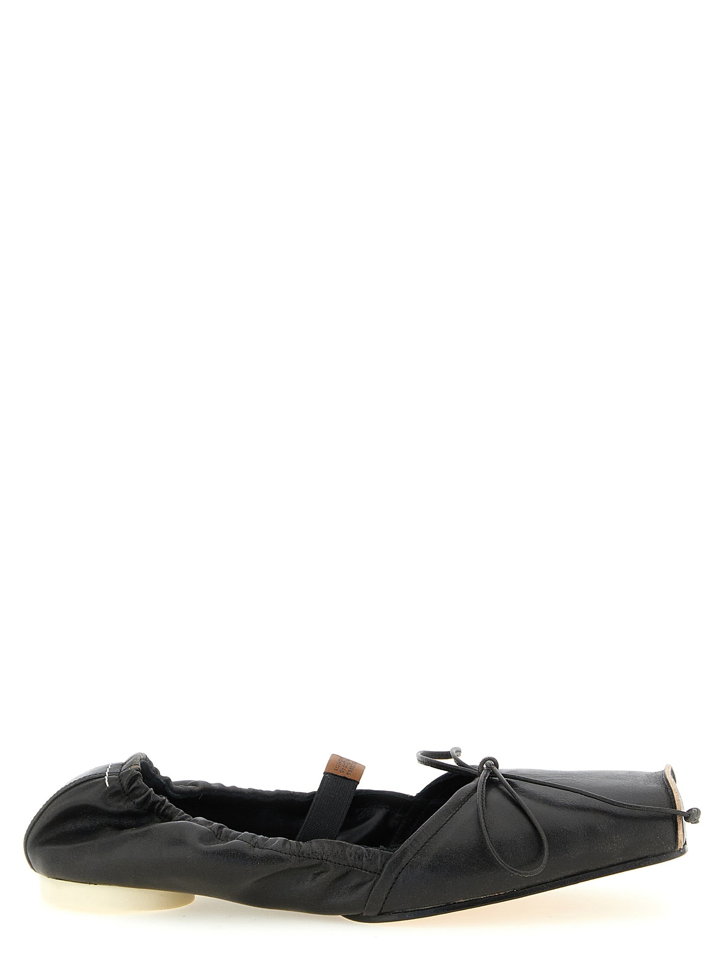 MM6 Maison Margiela Black Cowhide Ballet Flats