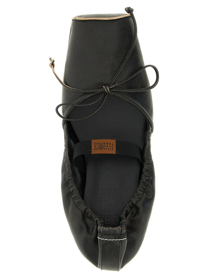 MM6 Maison Margiela Black Cowhide Ballet Flats