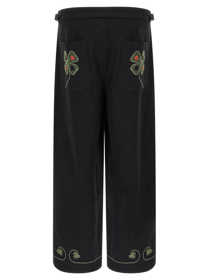 BODE Black Cotton Casual Pants