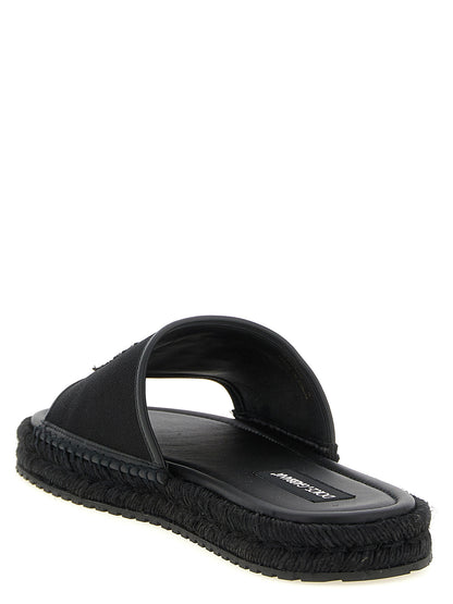 Dolce & Gabbana Black Cotton Slides