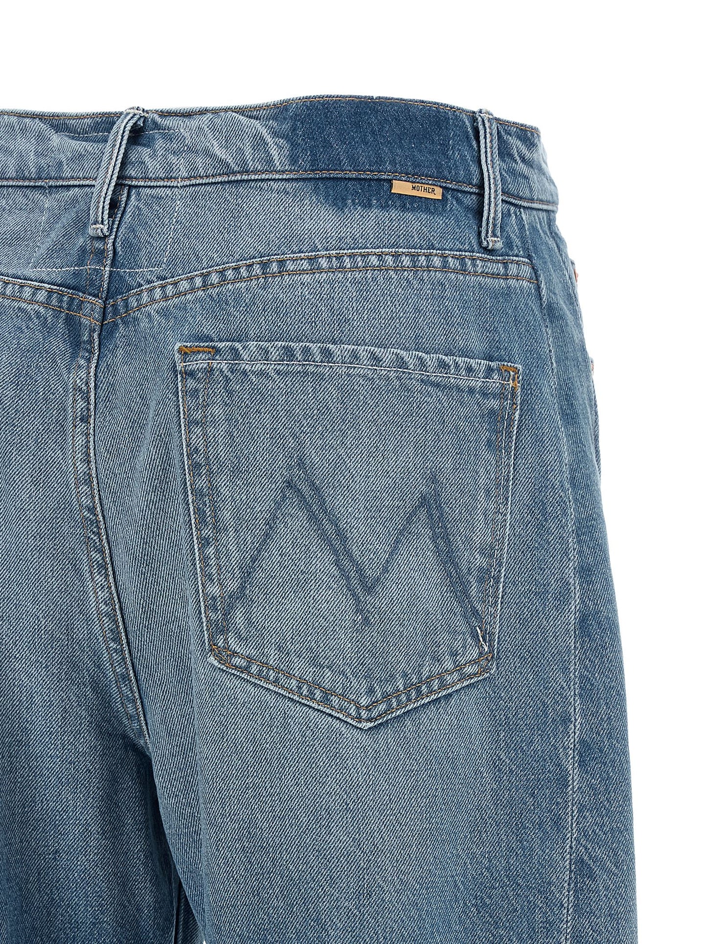 Mother Denim Blue Cotton Cropped Jeans