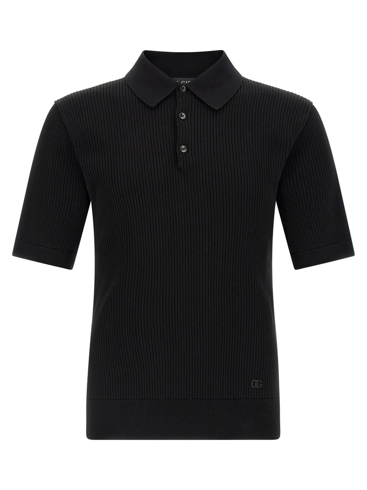 Dolce & Gabbana Black Cotton Polo Shirt