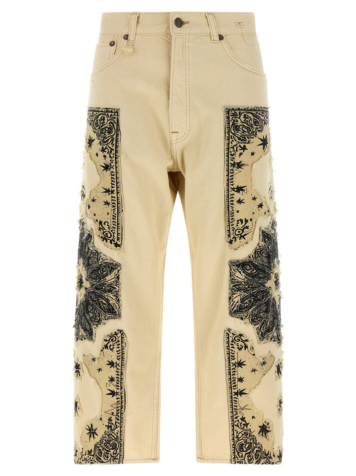 R13 Beige Cotton Straight-Leg Jeans