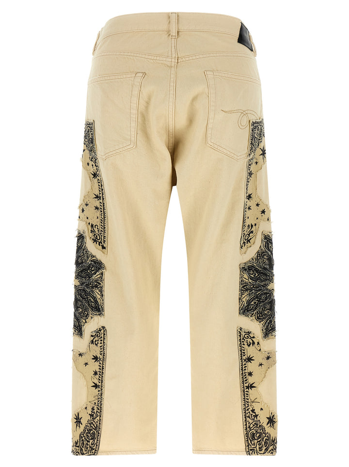 R13 Beige Cotton Straight-Leg Jeans