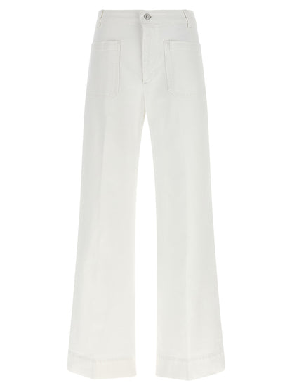 Victoria Beckham White Cotton Flared Jeans