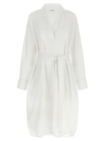 NUDE White Cotton Midi Dress