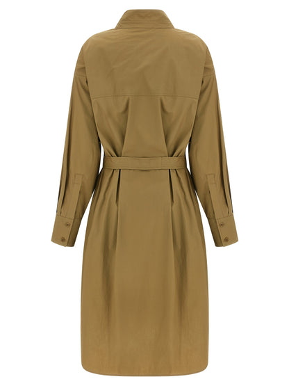 NUDE Brown Cotton Midi Dress
