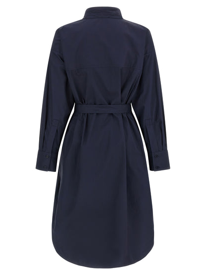 NUDE Blue Cotton Midi Dress