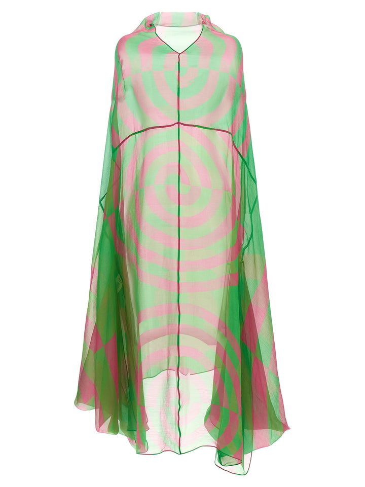 Dries Van Noten Bicolor Silk Midi Dress