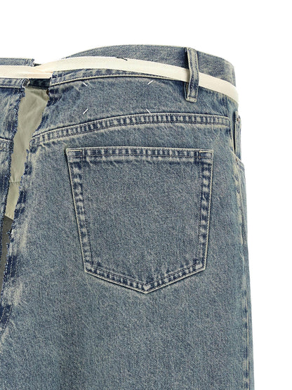 Maison Margiela Blue Cotton Mini Skirt