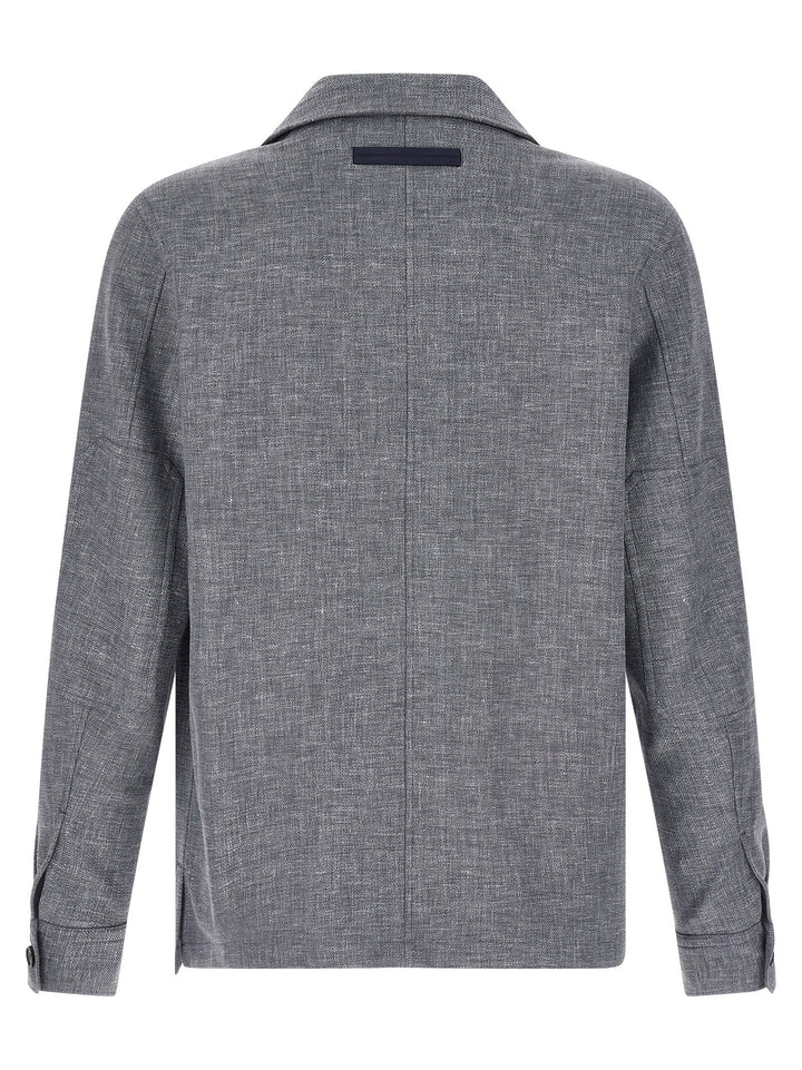 ZEGNA Blue Linen Blouse