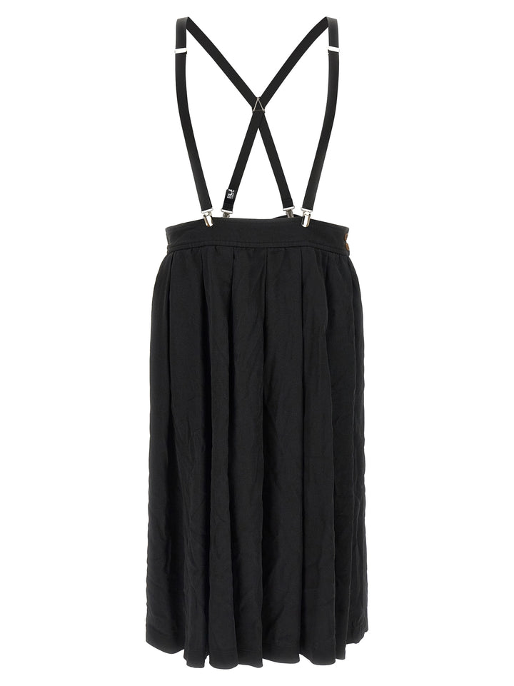 Comme Des Garçons Black Polyester Midi Skirt