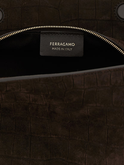 Ferragamo Brown Goatskin Shoulder Bag