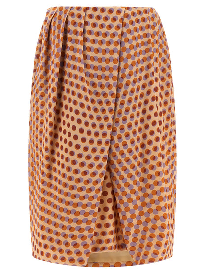 Dries Van Noten Multicolor Silk Midi Skirt