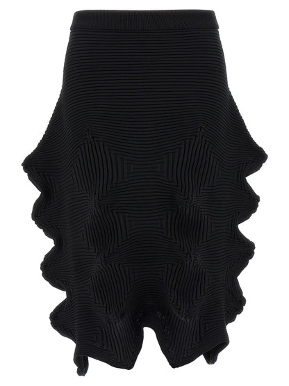 Issey Miyake Black Polyester Midi Skirt