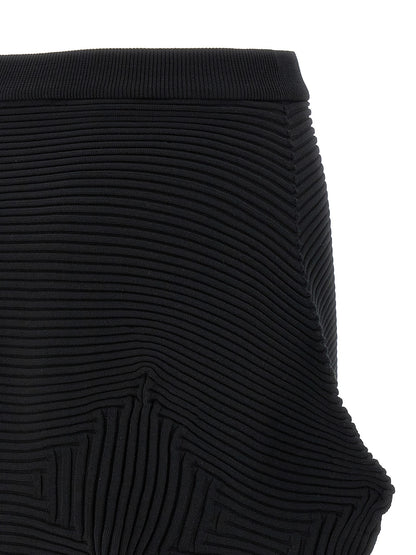 Issey Miyake Black Polyester Midi Skirt