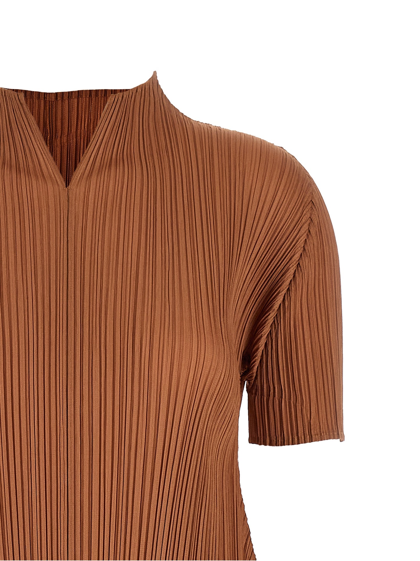 PLEATS PLEASE ISSEY MIYAKE Brown Polyester Midi Dress