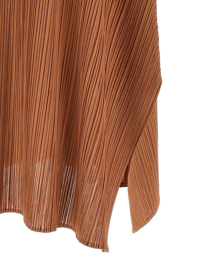 PLEATS PLEASE ISSEY MIYAKE Brown Polyester Midi Dress