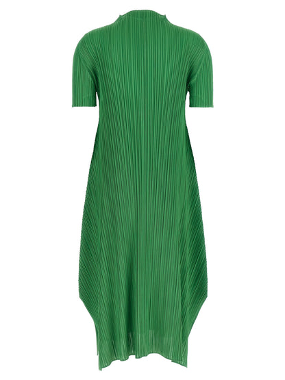 PLEATS PLEASE ISSEY MIYAKE Bicolor Polyester Midi Dress