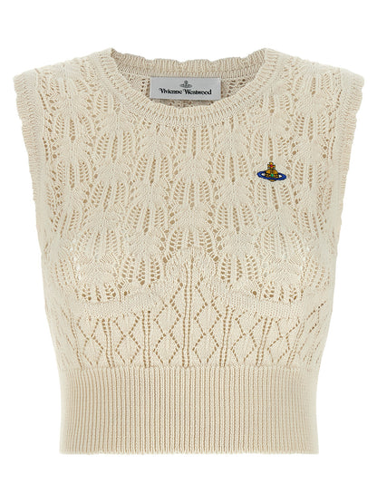 Vivienne Westwood Beige Cotton Sleeveles T-Shirt