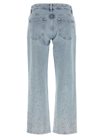 7 For All Mankind Blue Cotton Straight-Leg Jeans