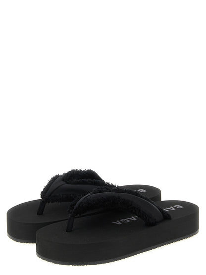 Balenciaga Black Viscose Slides