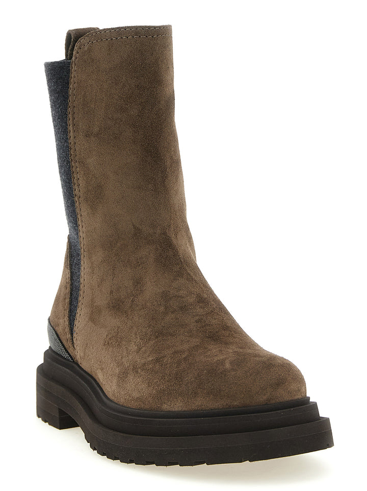 Brunello Cucinelli Brown Calfskin Ankle Boots