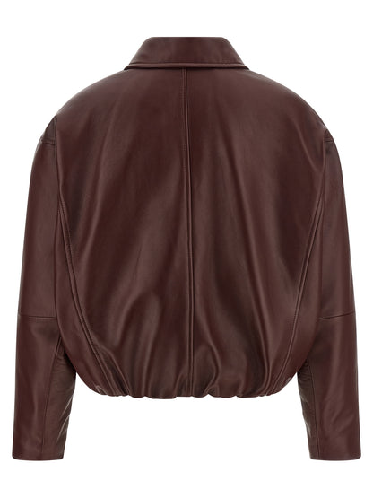 Brunello Cucinelli Bordeaux Calfskin Leather Jacket