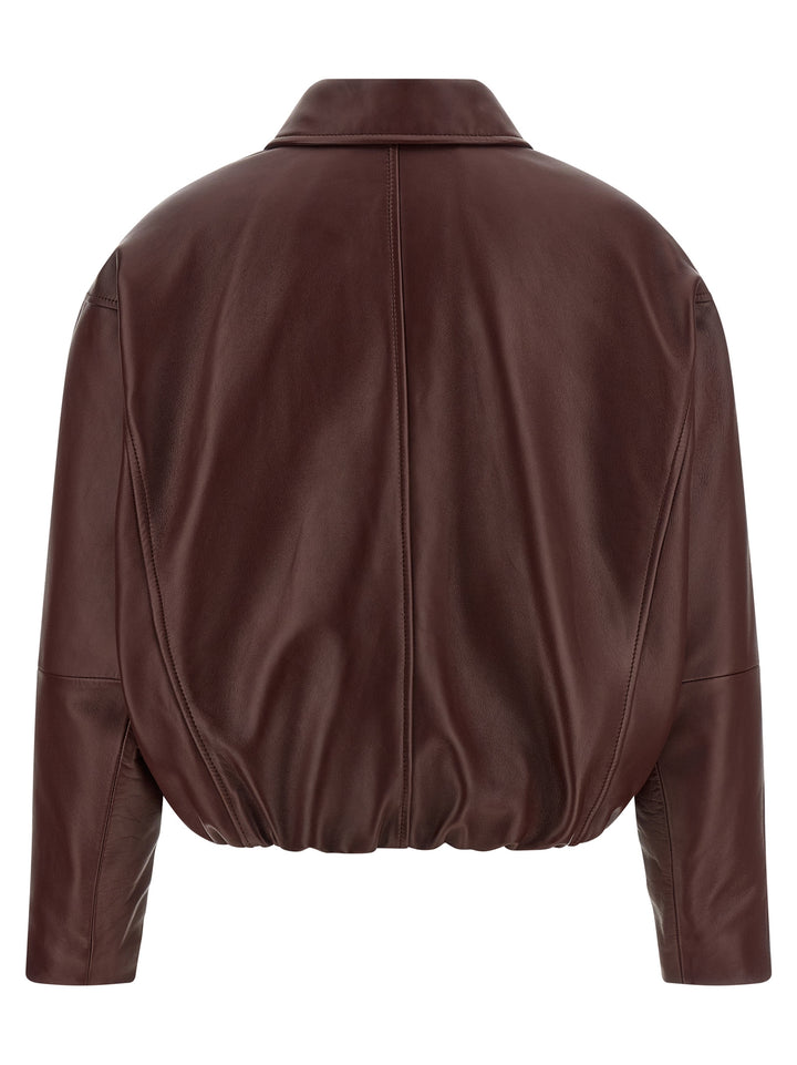 Brunello Cucinelli Bordeaux Calfskin Leather Jacket