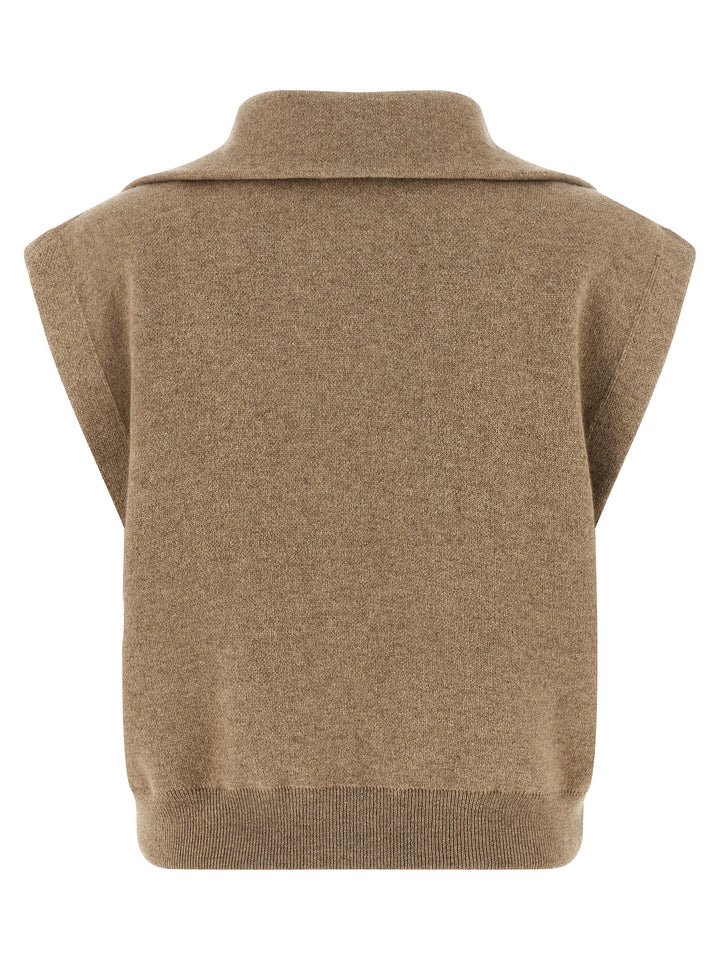Brunello Cucinelli Beige Cashmere Sleeveless Jacket