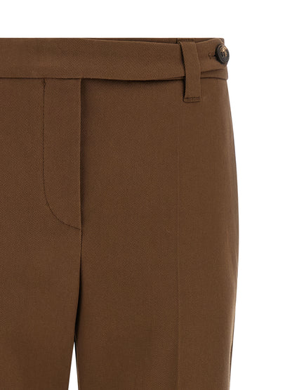 Brunello Cucinelli Brown Cotton Cropped Pants