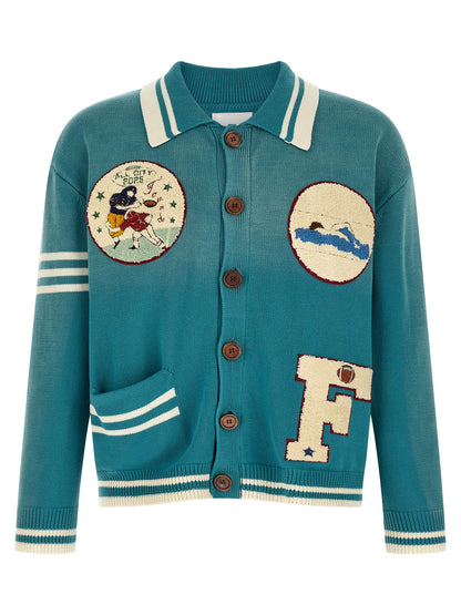 FOUND Blue Cotton Cardigan
