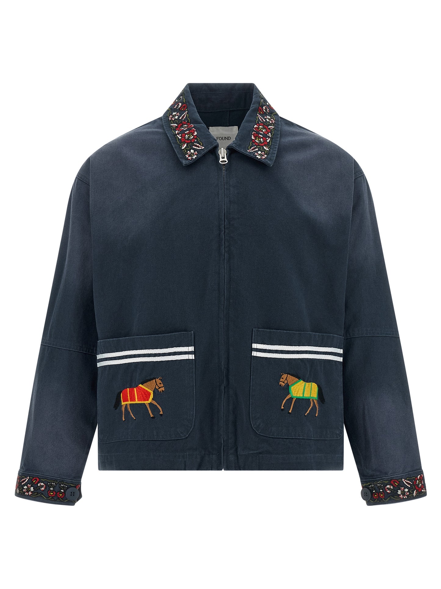 FOUND Blue Cotton Full-Length Jacket
